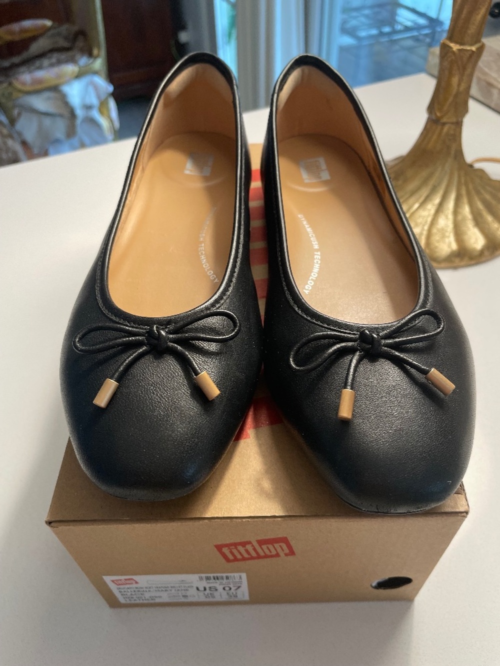 FITFLOP Ballerina black leather flats, New with box sz 7